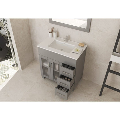 Laviva Nova 32" Gray Vanity Base and White Countertop With Ceramic Sink