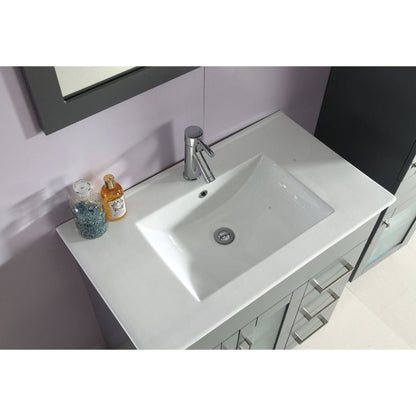 Laviva Nova 32" Gray Vanity Base and White Countertop With Ceramic Sink