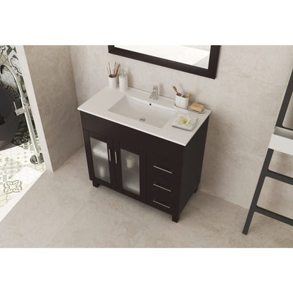 Laviva Nova 36" Brown Vanity Base and White Countertop With Ceramic Sink