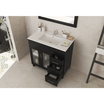Laviva Nova 36" Espresso Vanity Base and White Countertop With Ceramic Sink