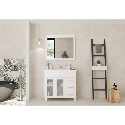 Laviva Nova 36" White Vanity Base and White Countertop With Ceramic Sink