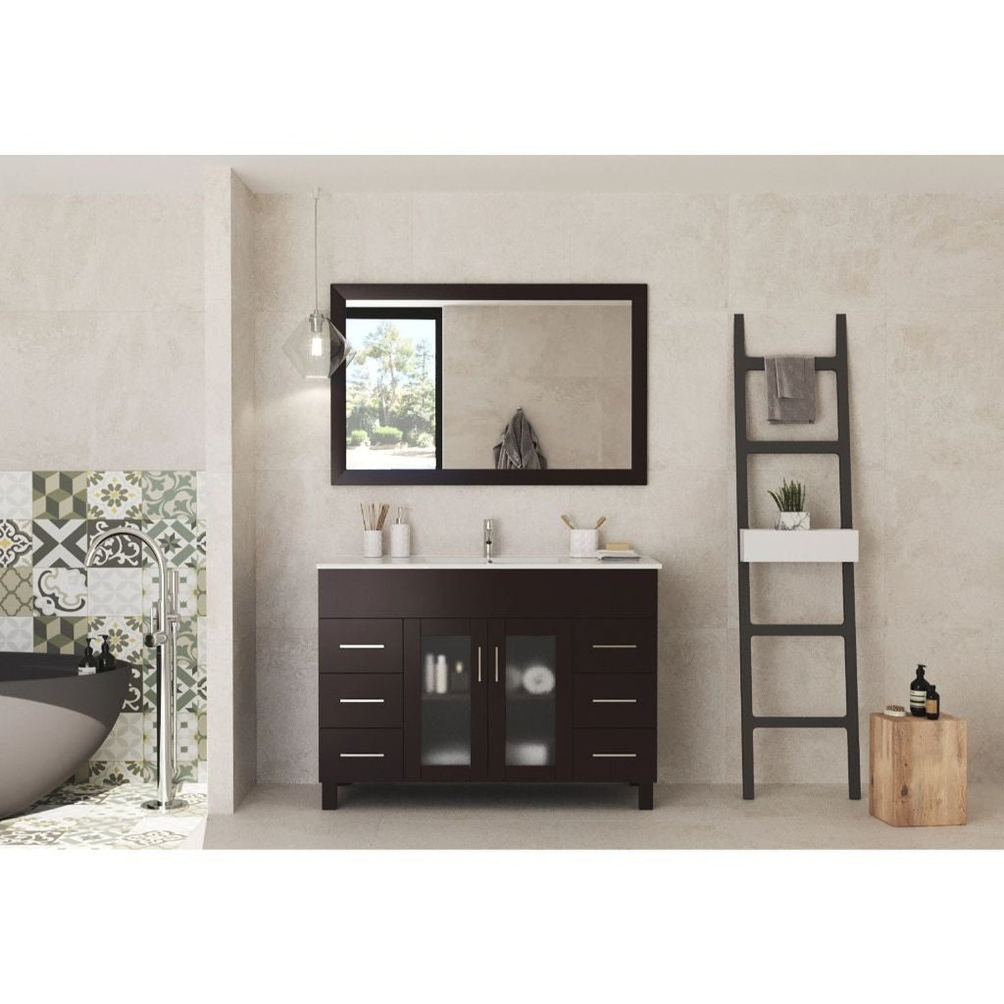 Laviva Nova 48" Brown Vanity Base and White Countertop With Ceramic Sink
