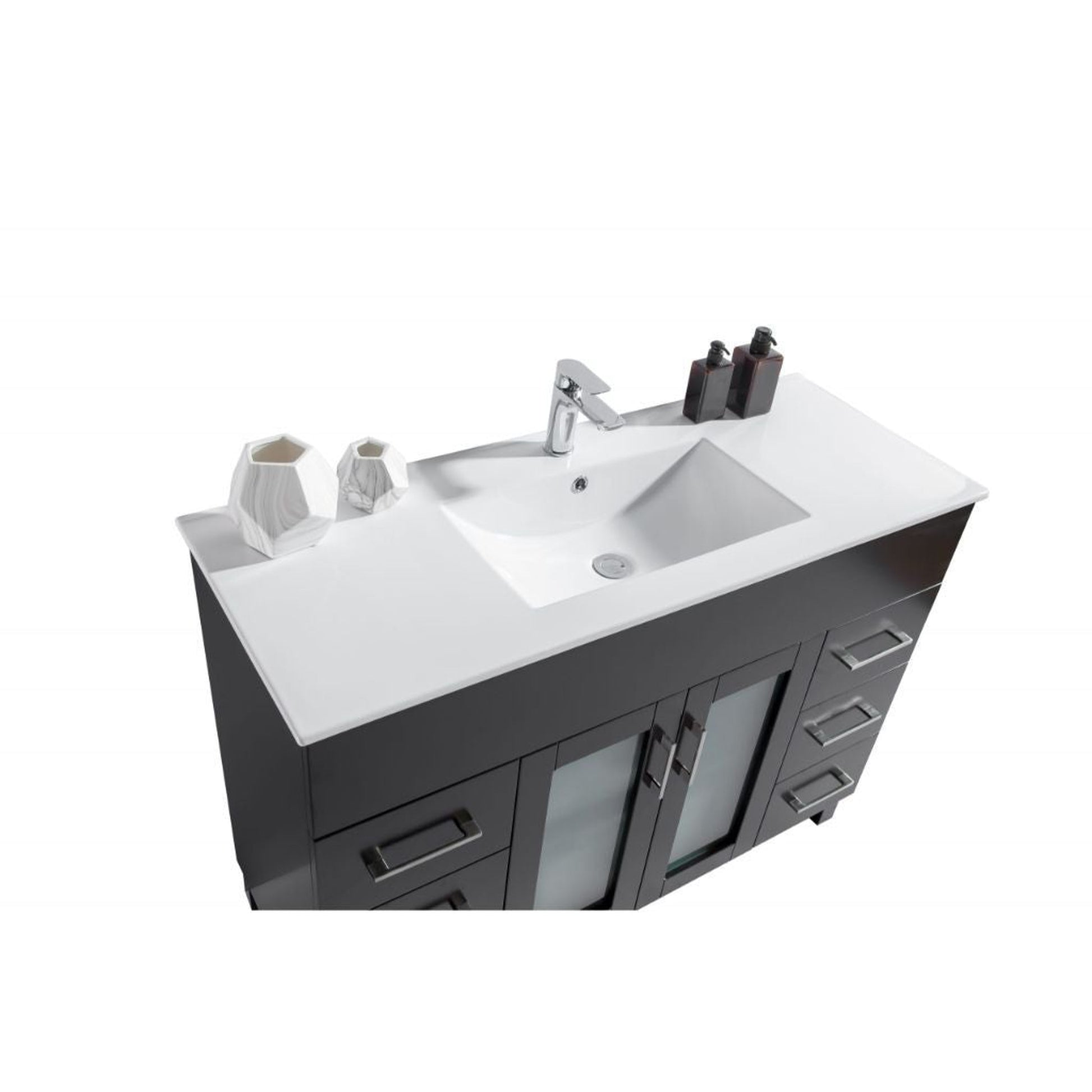 Laviva Nova 48" Espresso Vanity Base and White Countertop With Ceramic Sink