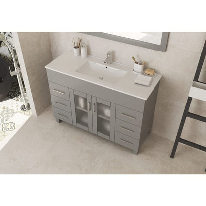 Laviva Nova 48" Gray Vanity Base and White Countertop With Ceramic Sink