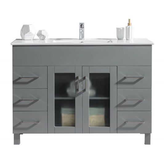 Laviva Nova 48" Gray Vanity Base and White Countertop With Ceramic Sink