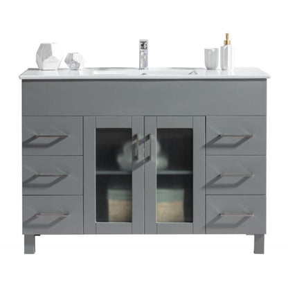 Laviva Nova 48" Gray Vanity Base and White Countertop With Ceramic Sink