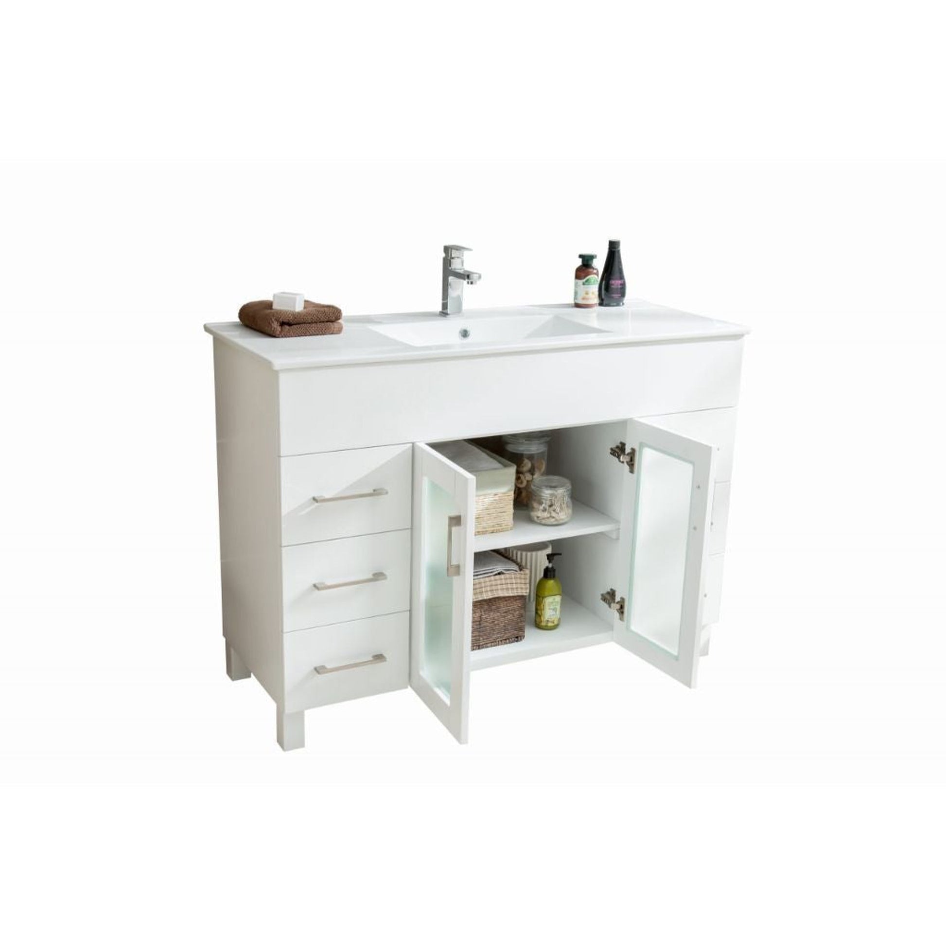 Laviva Nova 48" White Vanity Base and White Countertop With Ceramic Sink