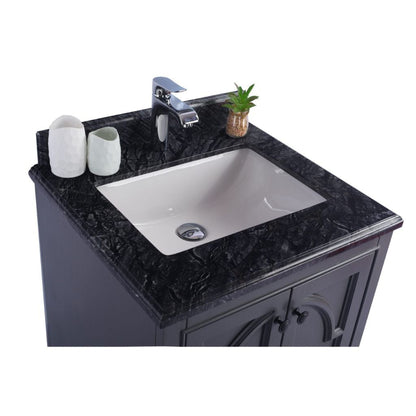 Laviva Odyssey 24" Maple Gray Vanity Base and Black Wood Marble Countertop With Rectangular Ceramic Sink