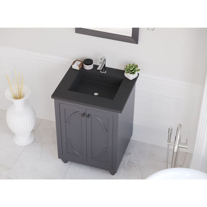 Laviva Odyssey 24" Maple Gray Vanity Base and Matte Black Solid Surface Countertop With Integrated Sink