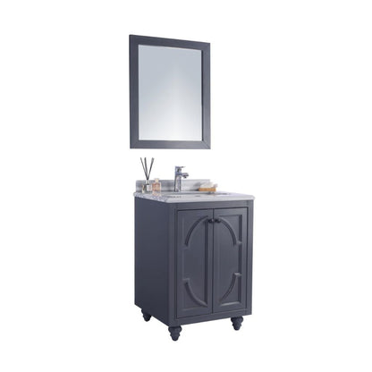 Laviva Odyssey 24" Maple Gray Vanity Base and White Stripes Marble Countertop With Rectangular Ceramic Sink