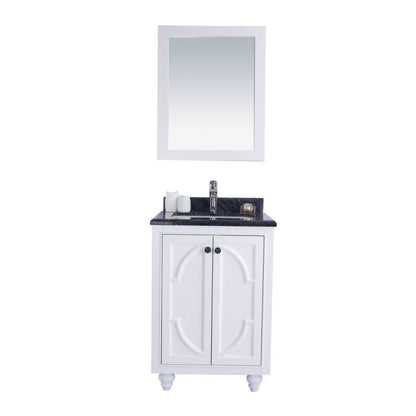 Laviva Odyssey 24" White Vanity Base and Black Wood Marble Countertop With Rectangular Ceramic Sink