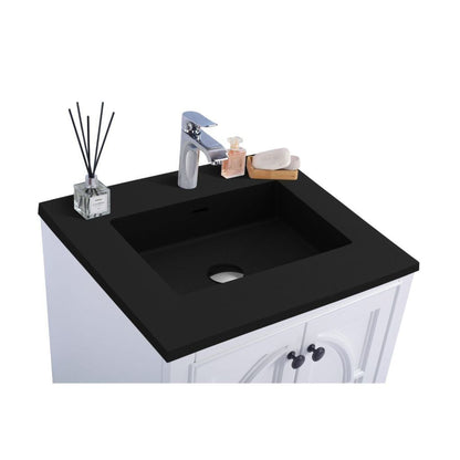Laviva Odyssey 24" White Vanity Base and Matte Black Solid Surface Countertop With Integrated Sink