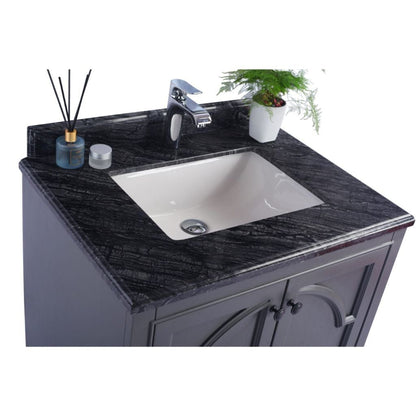 Laviva Odyssey 30" Maple Gray Vanity Base and Black Wood Marble Countertop With Rectangular Ceramic Sink