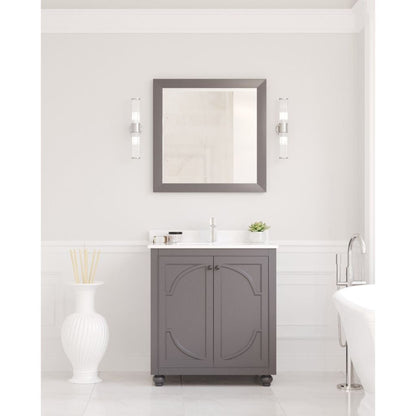 Laviva Odyssey 30" Maple Gray Vanity Base and White Quartz Countertop With Rectangular Ceramic Sink