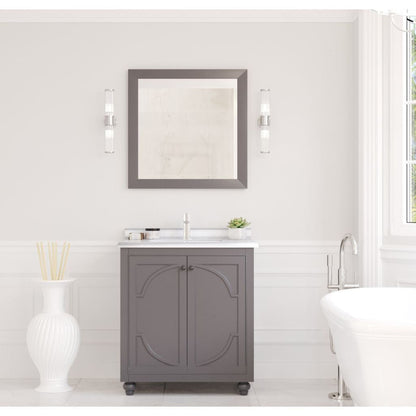 Laviva Odyssey 30" Maple Gray Vanity Base and White Stripes Marble Countertop With Rectangular Ceramic Sink