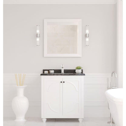 Laviva Odyssey 30" White Vanity Base and Black Wood Marble Countertop With Rectangular Ceramic Sink