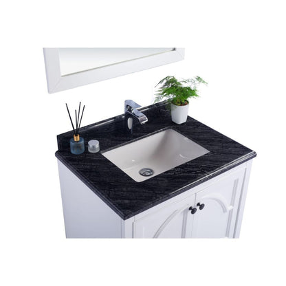 Laviva Odyssey 30" White Vanity Base and Black Wood Marble Countertop With Rectangular Ceramic Sink