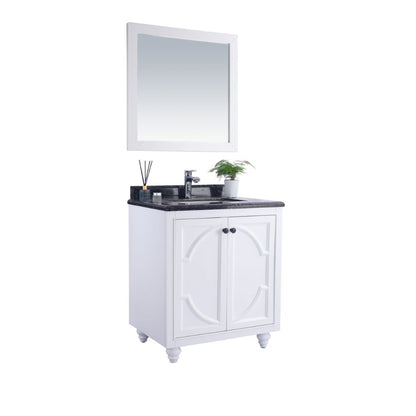 Laviva Odyssey 30" White Vanity Base and Black Wood Marble Countertop With Rectangular Ceramic Sink