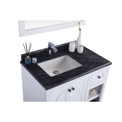 Laviva Odyssey 36" Single Hole Black Wood Marble Countertop With Left Offset Rectangular Ceramic Sink