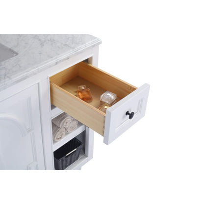 Laviva Odyssey 36" White Vanity Base and Black Wood Marble Countertop With Left Offset Rectangular Ceramic Sink