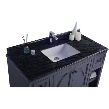 Laviva Odyssey 48" Maple Gray Vanity Base and Black Wood Marble Countertop With Rectangular Ceramic Sink