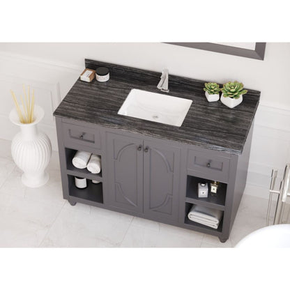 Laviva Odyssey 48" Maple Gray Vanity Base and Black Wood Marble Countertop With Rectangular Ceramic Sink