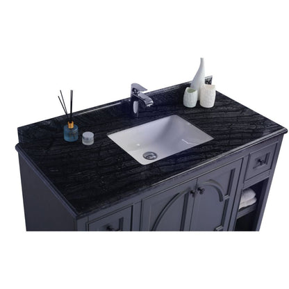 Laviva Odyssey 48" Maple Gray Vanity Base and Matte Black Solid Surface Countertop With Integrated Sink