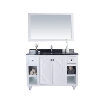 Laviva Odyssey 48" White Vanity Base and Black Wood Marble Countertop With Rectangular Ceramic Sink