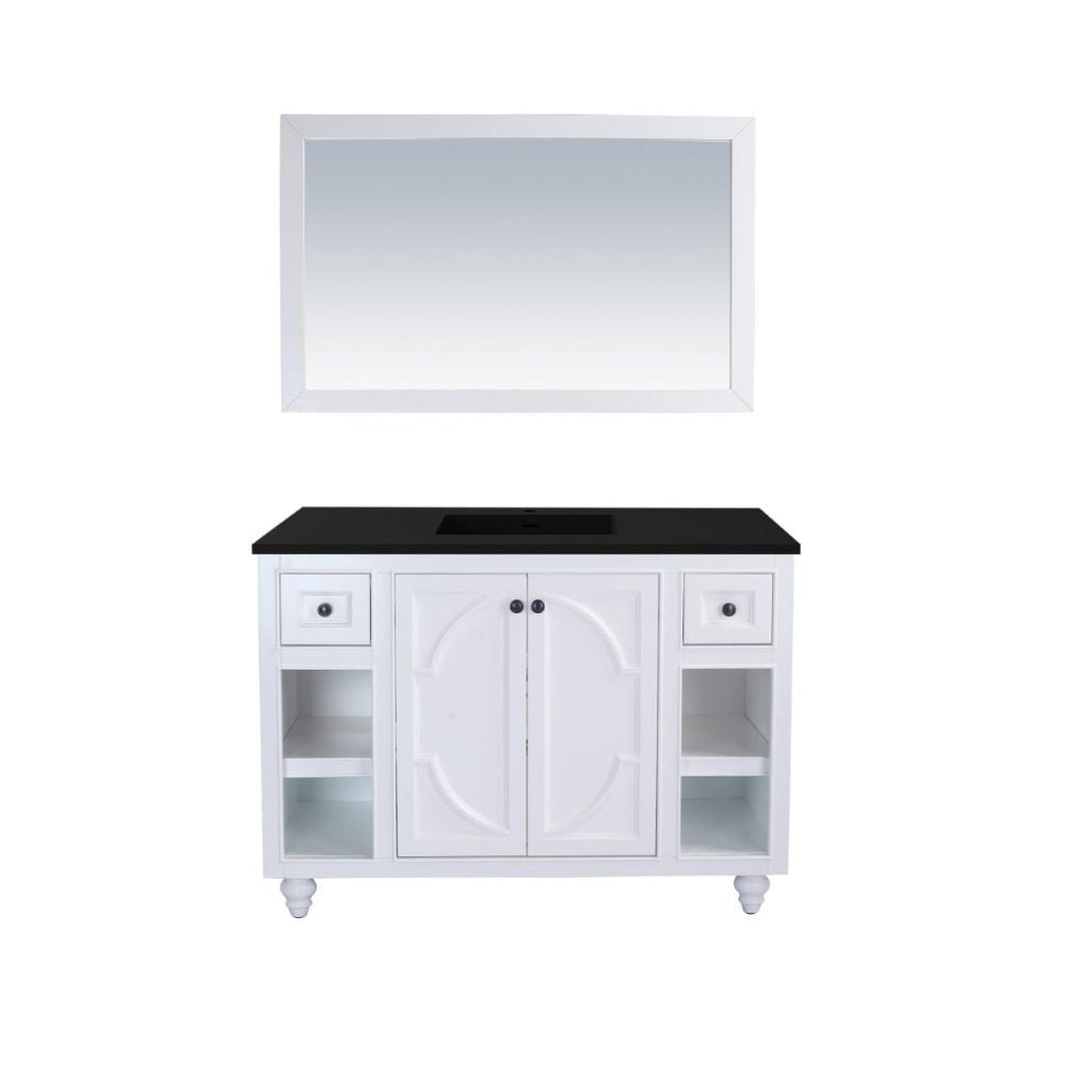 Laviva Odyssey 48" White Vanity Base and Matte Black Solid Surface Countertop With Integrated Sink