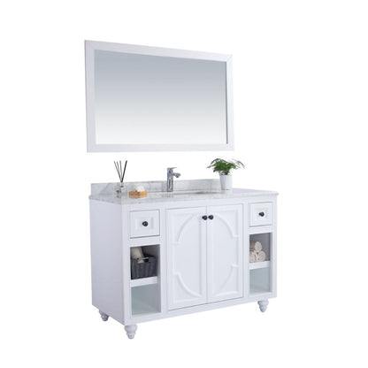 Laviva Odyssey 48" White Vanity Base and White Carrara Marble Countertop With Rectangular Ceramic Sink