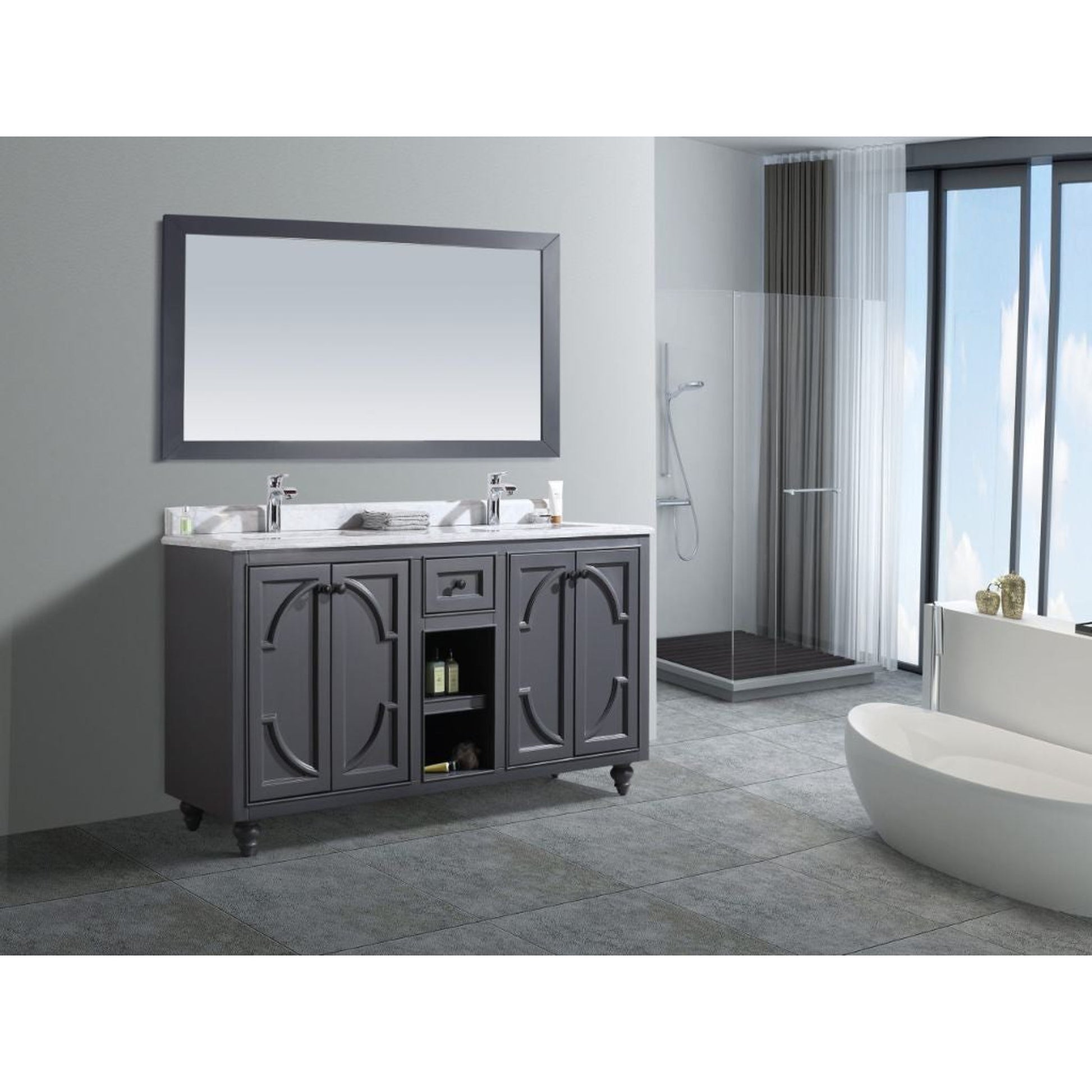 Laviva Odyssey 60" Double Sink Freestanding Vanity Base in Maple Gray Finish
