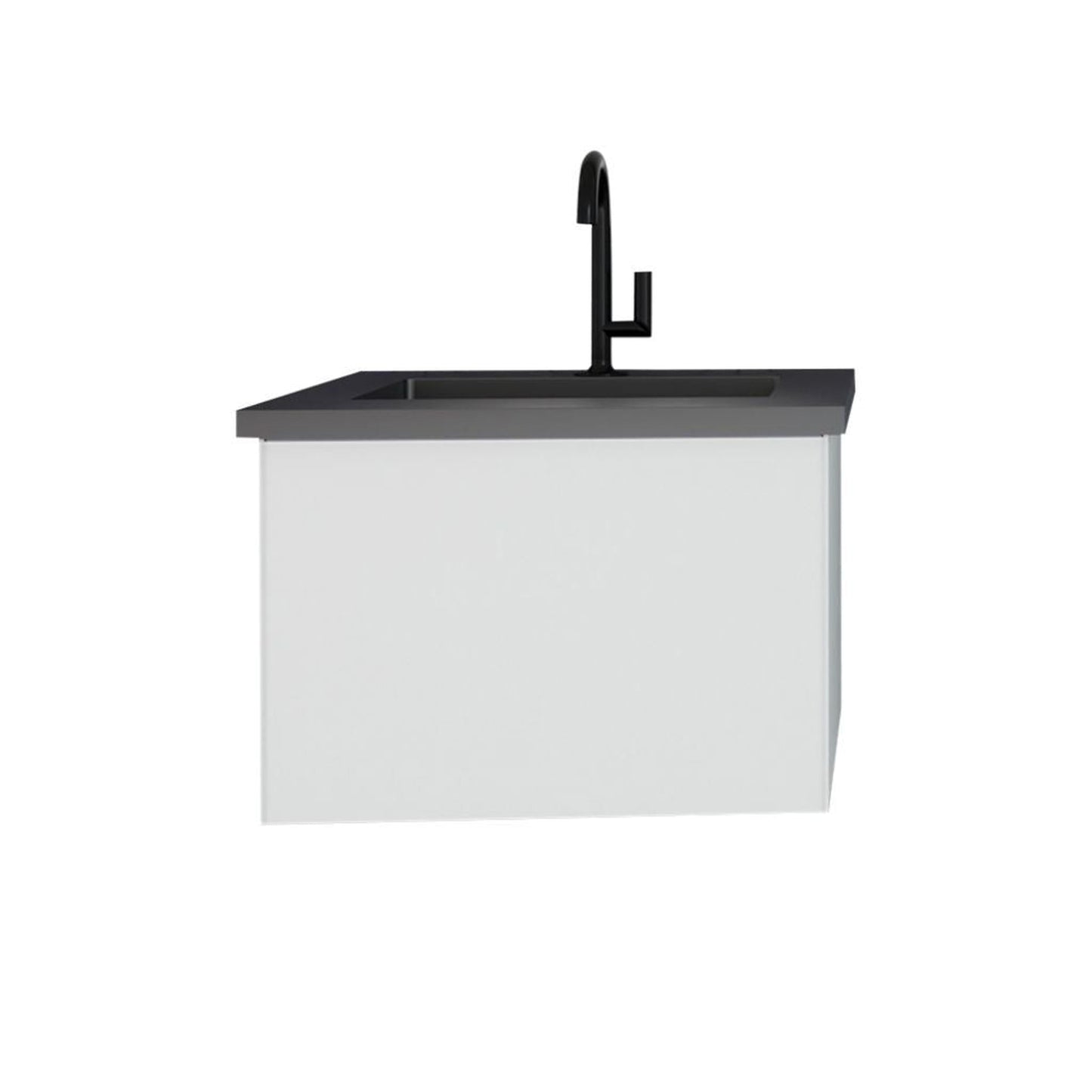 Laviva Vitri 24" Cloud White Vanity Base and Matte Black Solid Surface Countertop With Integrated Sink