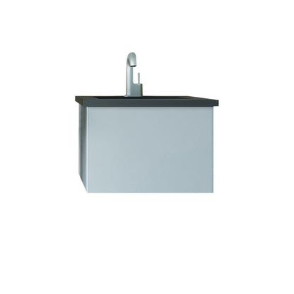 Laviva Vitri 24" Fossil Gray Vanity Base and Matte Black Solid Surface Countertop With Integrated Sink