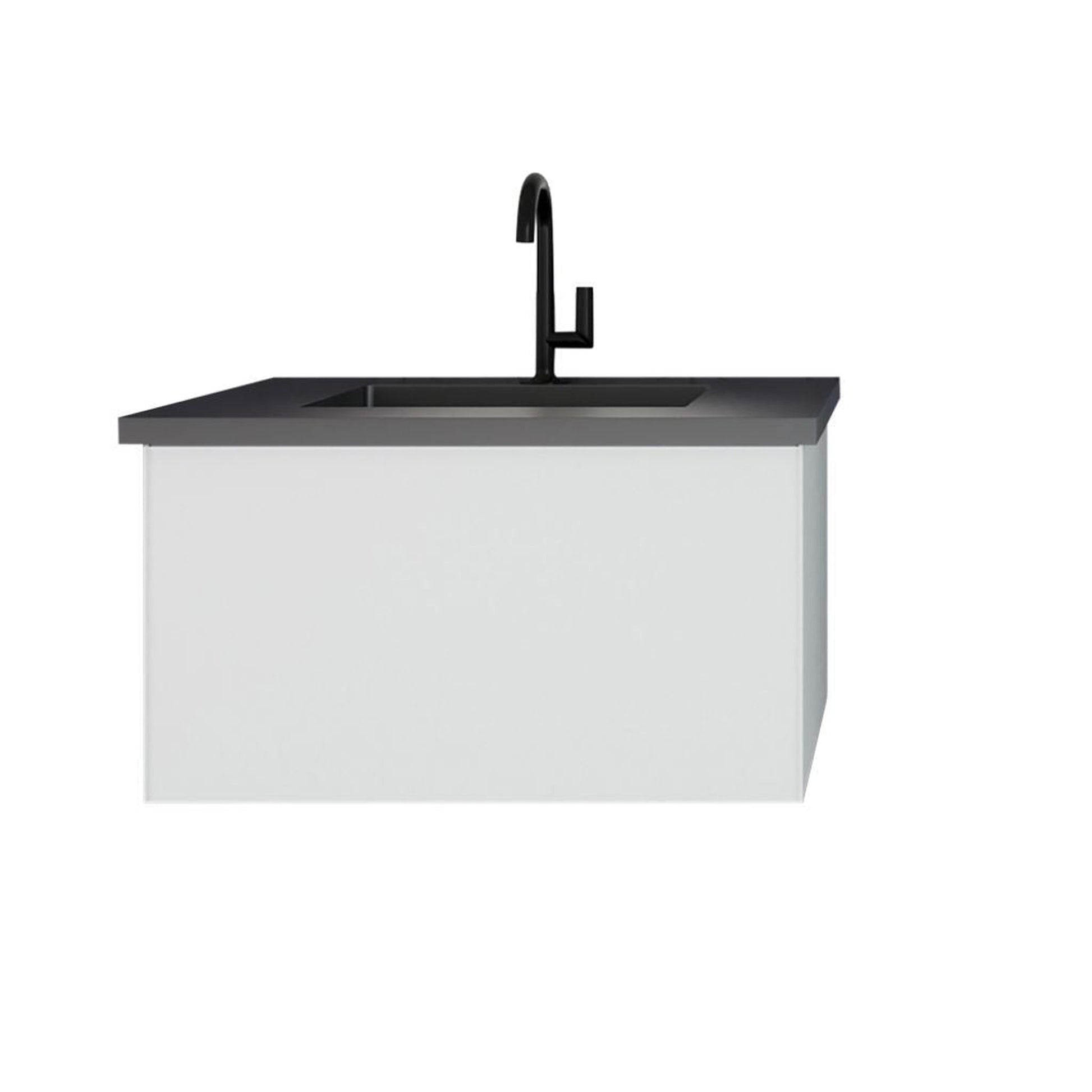 Laviva Vitri 30" Cloud White Vanity Base and Matte Black Solid Surface Countertop With Integrated Sink