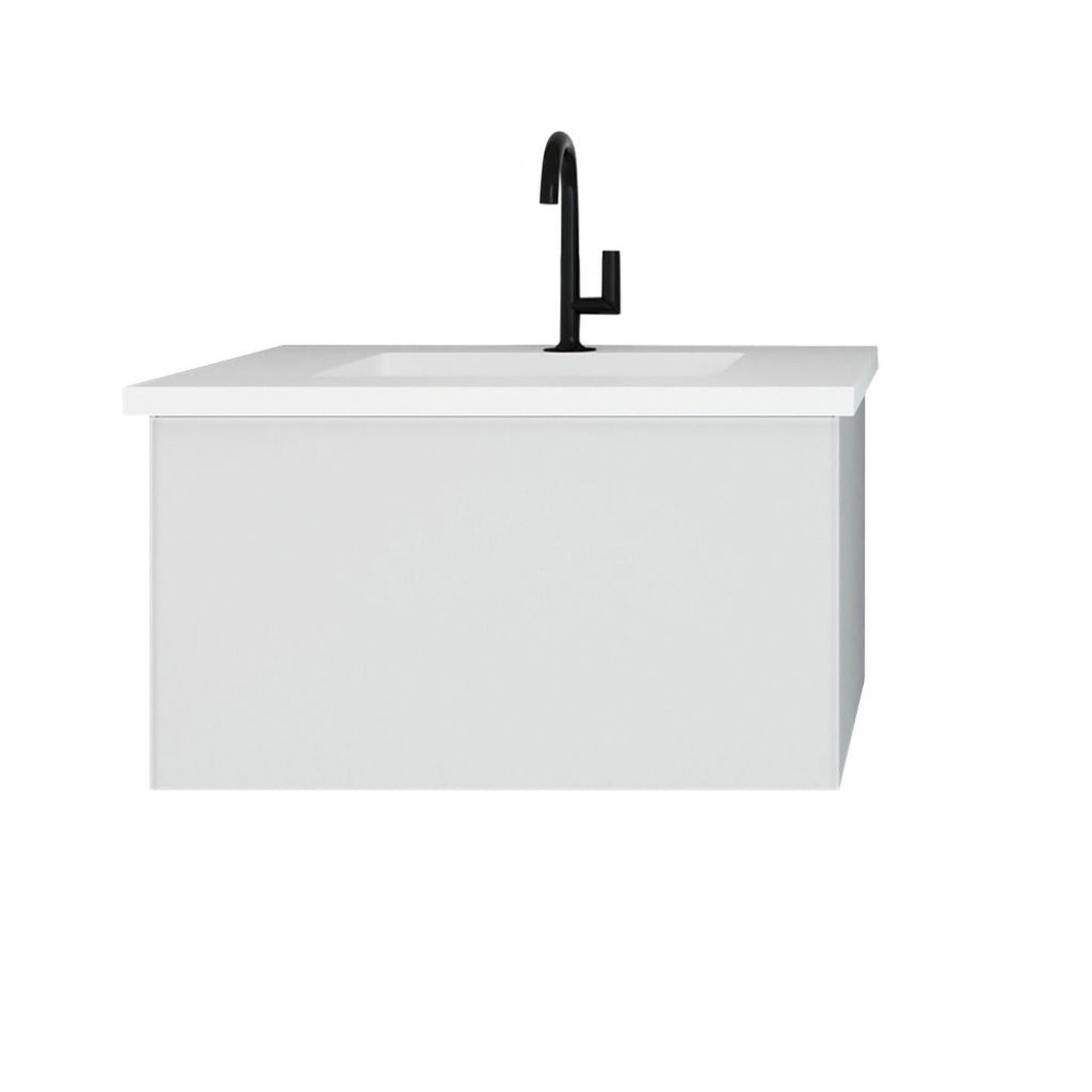Laviva Vitri 30" Cloud White Vanity Base and Matte White Solid Surface Countertop With Integrated Sink