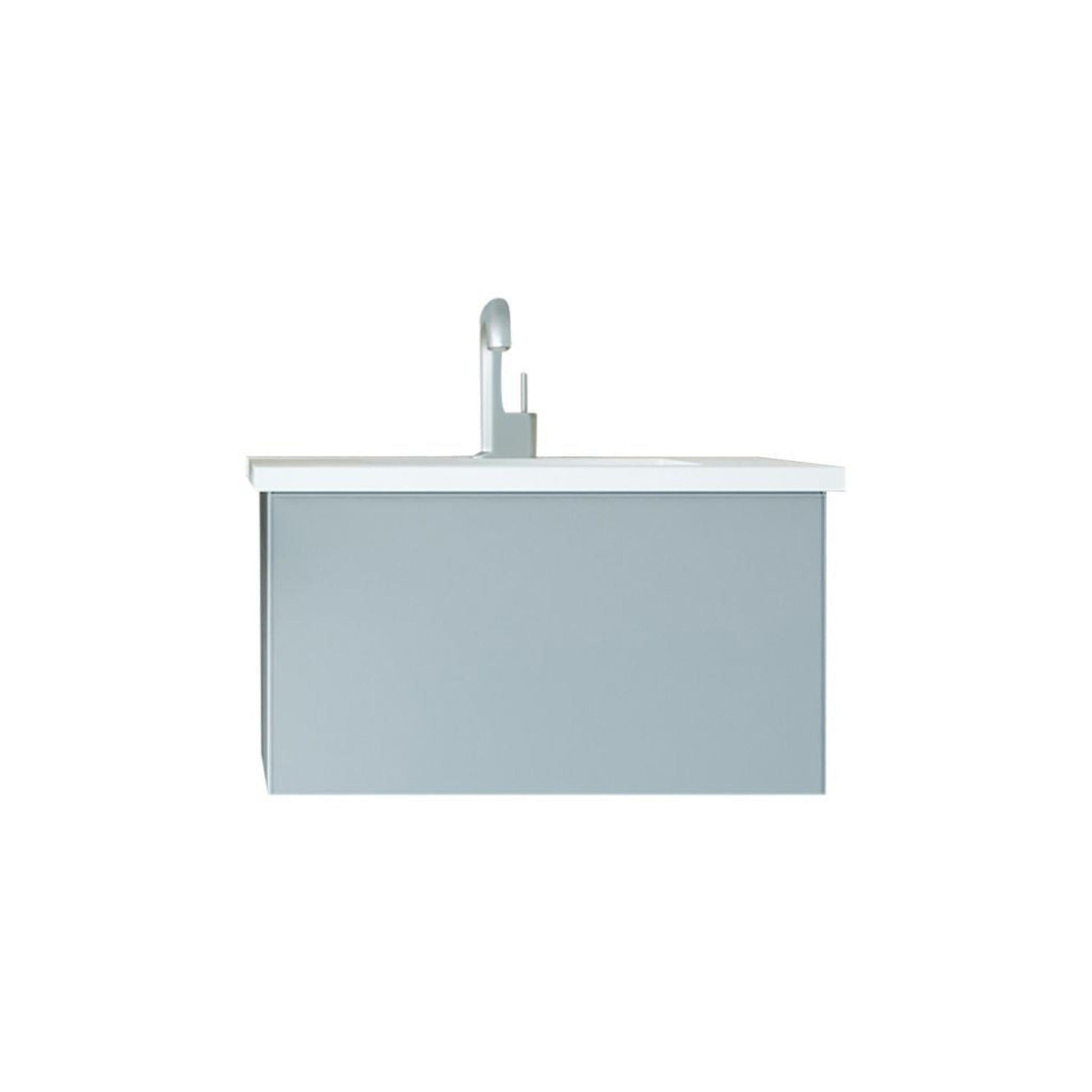 Laviva Vitri 30" Fossil Gray Vanity Base and Matte White Solid Surface Countertop With Integrated Sink