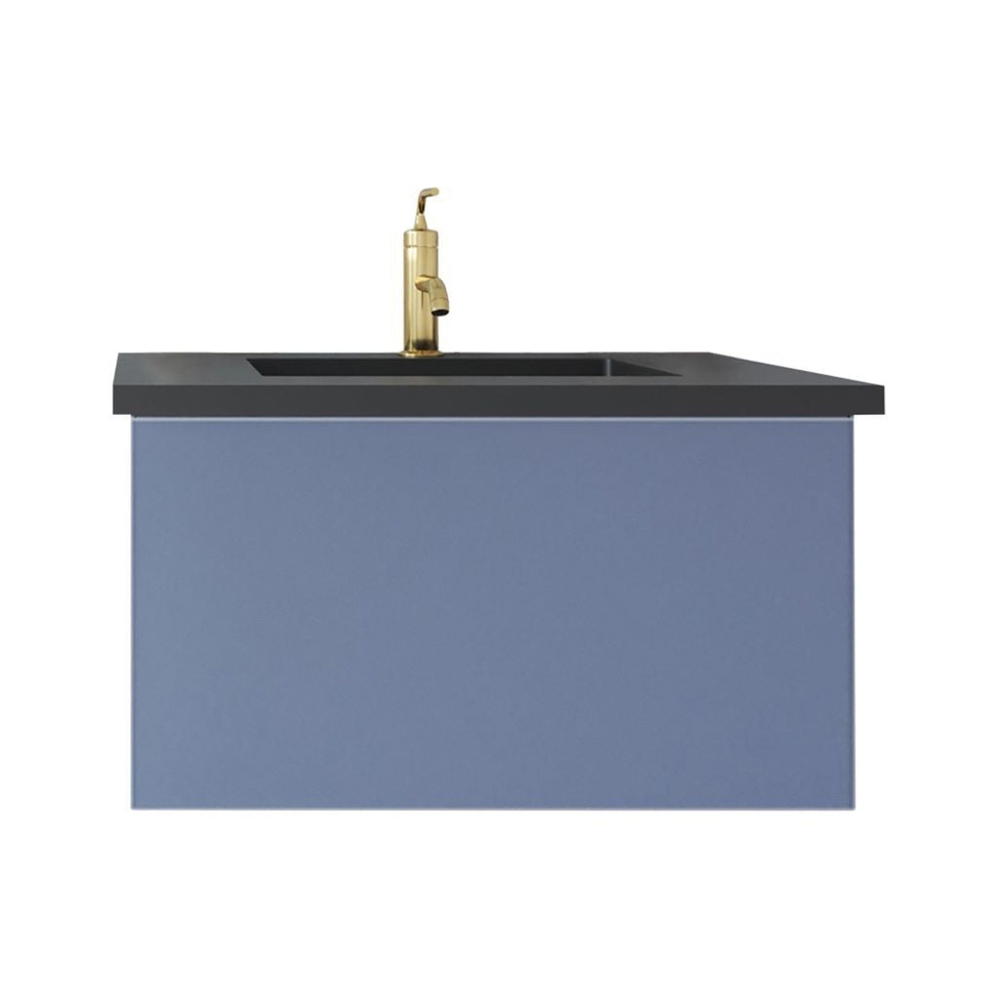Laviva Vitri 30" Nautical Blue Vanity Base and Matte Black Solid Surface Countertop With Integrated Sink