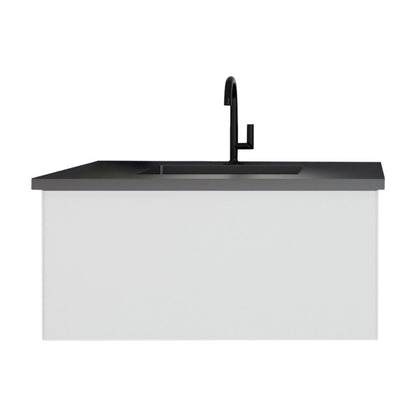 Laviva Vitri 36" Cloud White Vanity Base and Matte Black Solid Surface Countertop With Integrated Sink