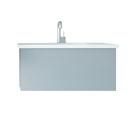 Laviva Vitri 36" Fossil Gray Vanity Base and Matte White Solid Surface Countertop With Integrated Sink