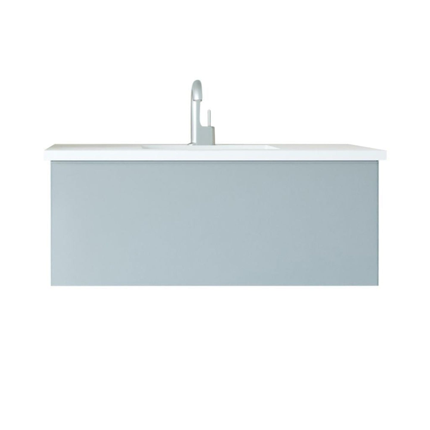 Laviva Vitri 42" Fossil Gray Vanity Base and Matte White Solid Surface Countertop With Integrated Sink
