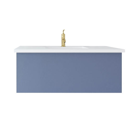 Laviva Vitri 42" Nautical Blue Vanity Base and Matte White Solid Surface Countertop With Integrated Sink