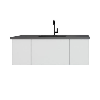Laviva Vitri 48" Cloud White Vanity Base and Matte Black Solid Surface Countertop With Integrated Sink