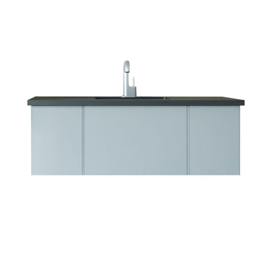 Laviva Vitri 48" Fossil Gray Vanity Base and Matte Black Solid Surface Countertop With Integrated Sink