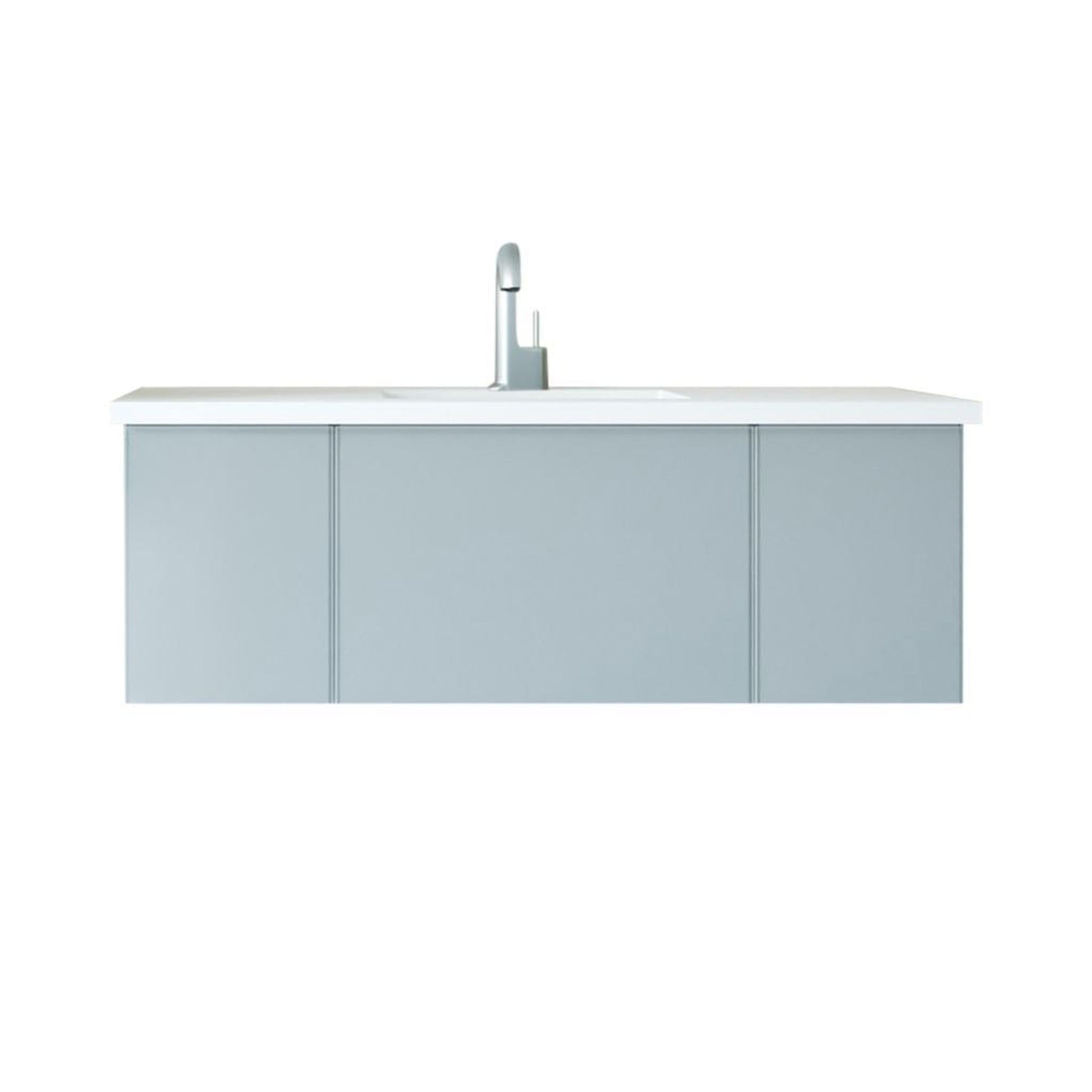 Laviva Vitri 48" Fossil Gray Vanity Base and Matte White Solid Surface Countertop With Integrated Sink
