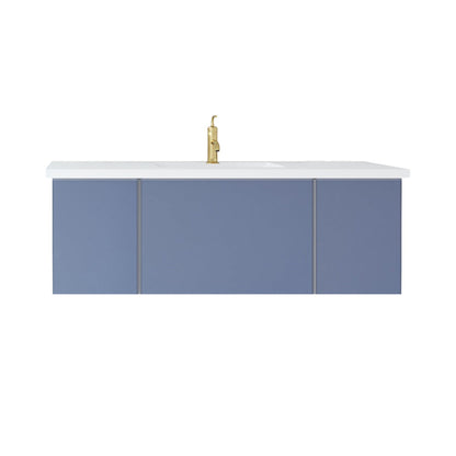 Laviva Vitri 48" Nautical Blue Vanity Base and Matte White Solid Surface Countertop With Integrated Sink