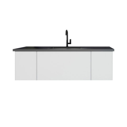 Laviva Vitri 54" Cloud White Vanity Base and Matte Black Solid Surface Countertop With Integrated Sink