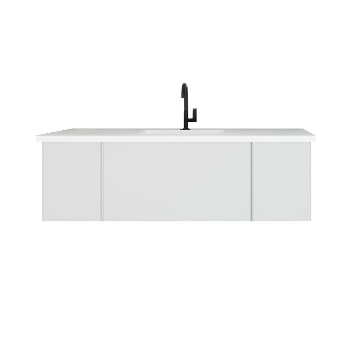 Laviva Vitri 54" Cloud White Vanity Base and Matte White Solid Surface Countertop With Integrated Sink