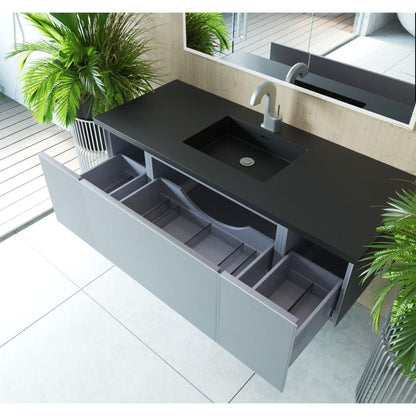 Laviva Vitri 54" Fossil Gray Vanity Base and Matte Black Solid Surface Countertop With Integrated Sink