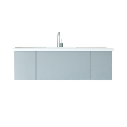 Laviva Vitri 54" Fossil Gray Vanity Base and Matte White Solid Surface Countertop With Integrated Sink