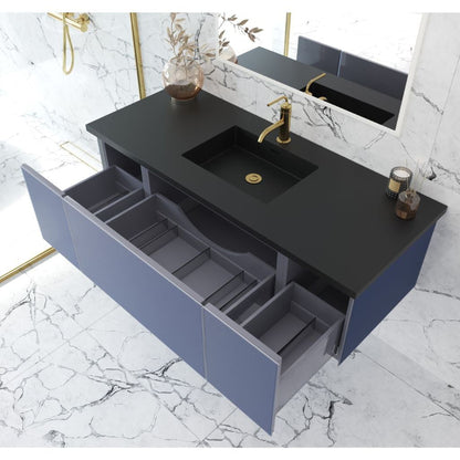 Laviva Vitri 54" Nautical Blue Vanity Base and Matte Black Solid Surface Countertop With Integrated Sink